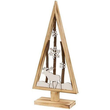 Medium Cutout Deer & Tree Wood Scene - The Fox Decor